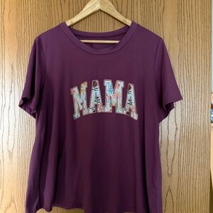 SHEIN Purple 'MAMA' Short Sleeve Tee
